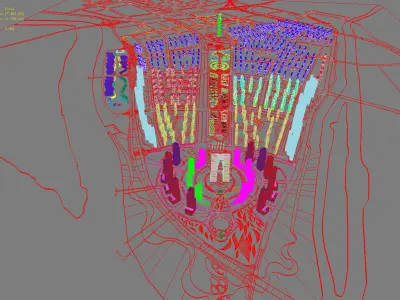 Architecture city in middle of river 3D model