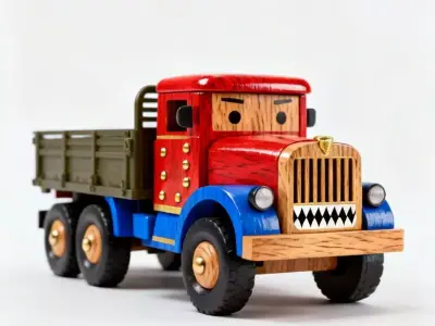 Rugged Nutcracker Wooden Military Truck 3D Model Low-poly 3D model