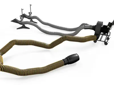  Adjustable Car Exhaust Suction Hose Yellow Rigged for Cinema 4D 