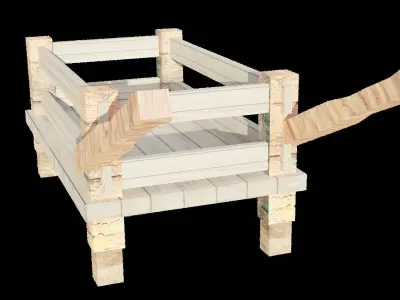 Wooden Wheelbarrow Low-poly 3D model get