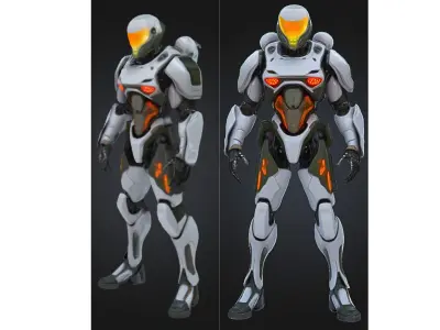 Cybernetic Robot Soldier Low-poly 3D model