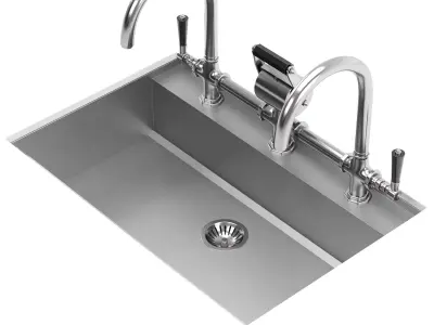 OFFICINE GULLO Undermounted Rectangular Sink with step 3D model