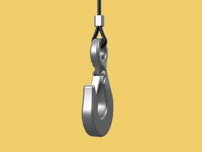 EYE HOOK SINGLE LIFTING CRANE HOOKS HOIST LATCH ALLOY STEEL ROPE 3D model