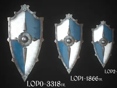 Knight Shield 08 Low-poly 3D model