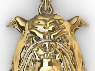 Bull Dog Head Pendant Charm Necklace Light Weight Jewelry 3D print model purchase