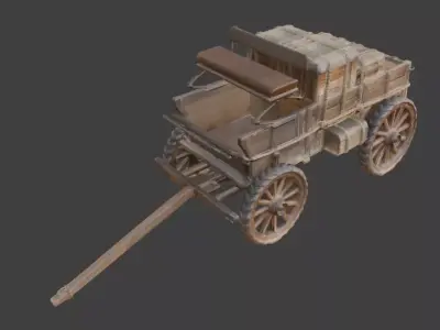 Frontier-Style Wasteland Wagon  Low-poly 3D model