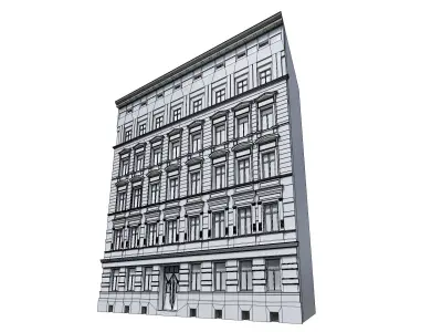 Classic European Tenement Building - Detailed Facade  Low-poly 3D model