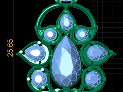 PEAR CLUSTER ANTIQUE LOCKET SET 3D PRINTABLE MODEL 3D print model