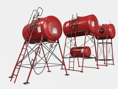 Overhead Fuel Storage Tanks  3 Pakage  Low-poly 3D model
