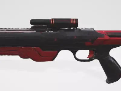 Red and Black sci-fi gun 3D model