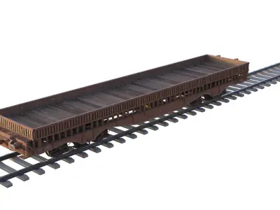 Flatbed RailCar  Low-poly 3D model