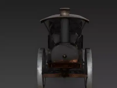Realistic Abandoned Steam Tractor 3D Model Low-poly 3D model