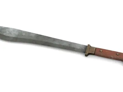 Old Wood Handle Machete Low-poly 3D model