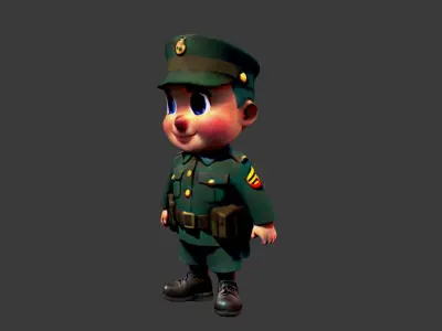 World War I Commander Low-poly 3D model