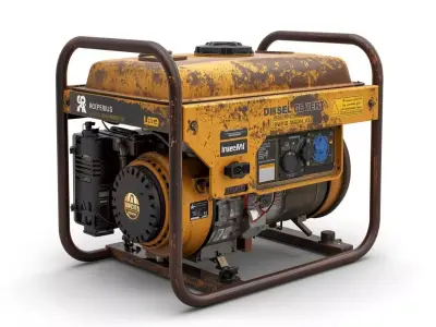 Portable Diesel Generator Yellow 3D Model Low-poly 3D model