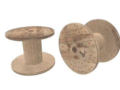 Wooden Cable Reel 3D Model AR VR PBR Low-poly 3D model