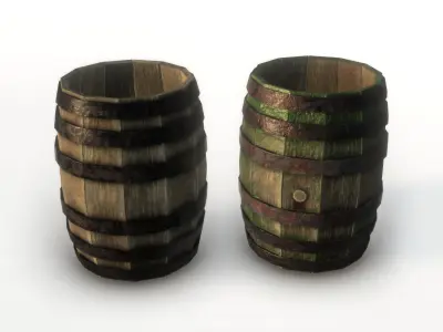 Barrel two wooden barrels Free low-poly 3D model