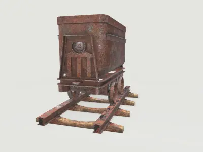 Mine Wagon 8 Low-poly 3D model