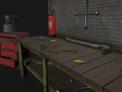 Garage set of wrenches Low-poly 3D model
