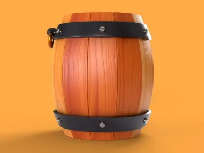 STYLIZED WOODEN BARREL Free 3D model