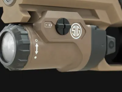 SIG Foxtrot2 Weapon Mounted Flashlight Attachment - Game Asset Low-poly 3D model