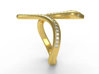 Antique Mini Snake Diamond Ring 02 3D print model