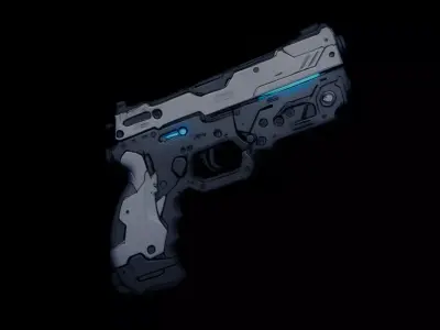 Futuristic Cyberpunk Pistol 3D Model Sci Fi Weapon  Low-poly 3D model