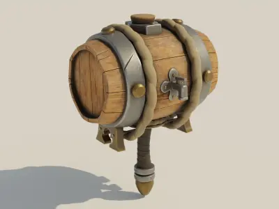 Barrel Hammer Low-poly 3D model