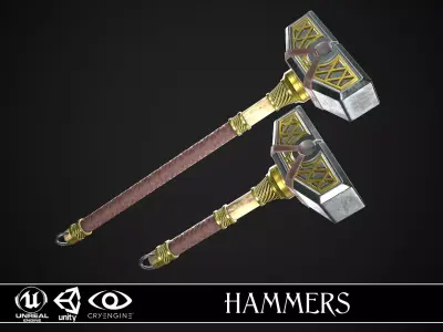 Fantasy Hammers 05 3D Model Collection