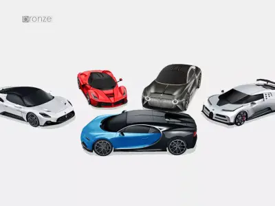 5 sports car colection 3D Model Pack