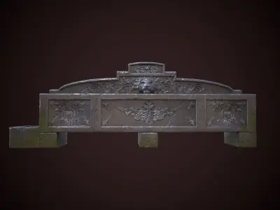 Gothic fountain Low-poly 3D model