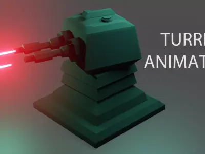 Turret laser gun  Low-poly 3D model