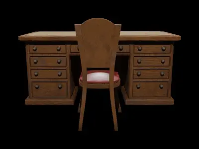 Classic Office Desk  Low-poly 3D model