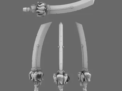 Cyber Samurai Demon Dog Sword RIGHT 3D print model