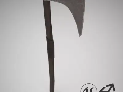 Medieval Axe Low-poly 3D model 3