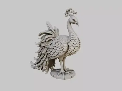 Peacock Statue Low-poly 3D model