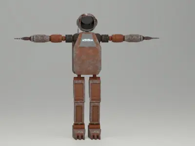 Sci-fi rigged Rusty Robot 3D model