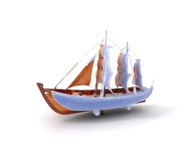 Wooden Sailing Ship Model Pack with Detailed Textures Low-poly 3D model