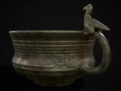 Bronze Bird Handle Cup Low-poly 3D model