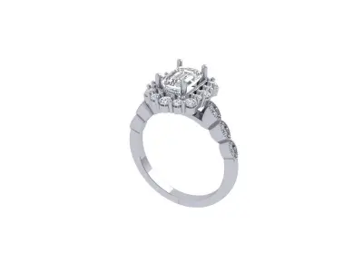 Emerald Solitaire Art Deco Ring 3D print model 4
