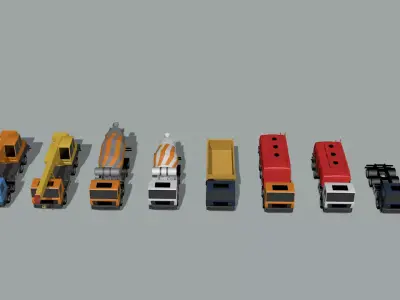 construction cargo trucks 3D model
