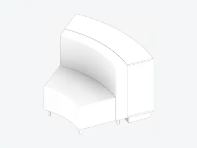 Shelving - Library - Integral - Curve - 2 Tier - Seating Low-poly 3D model