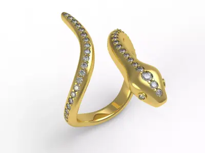 Antique Mini Snake Diamond Ring 02 3D print model