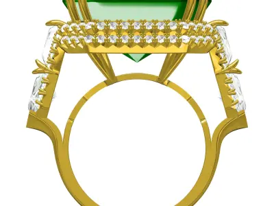 Antique Huge Stone V-Cut Setting Cocktail Ring 3D print model