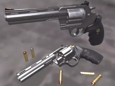 Colt Anaconda 44 Magnum Low-poly 3D model