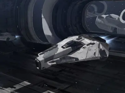 Spaceship three spaceships Low-poly 3D model