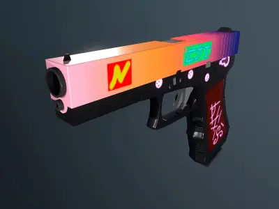 handpainted glock-17 Low-poly 3D model