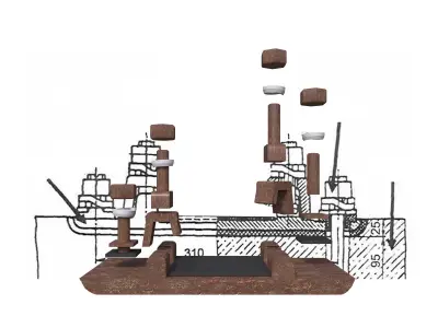 Old railway on wooden sleepers 3D model
