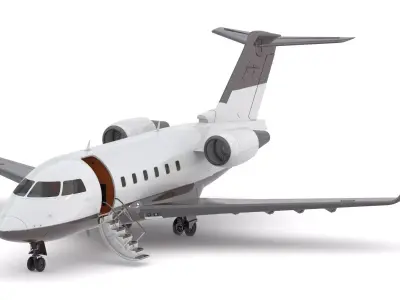 Bombardier Challenger 600 with Full Interior and Cockpit 3D model