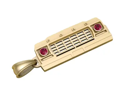 Gold Classic Ford Grille Pendant  Ruby Headlight Accent 3D print model